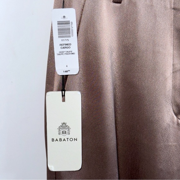 New! Aritzia Babaton Refined Satin Cargo Pant Sz 4 Deep Taupe - Picture 10 of 16